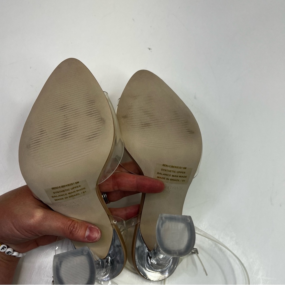 Steve Madden Beki Two-Piece Flare Heel Sandals clear blush - 6 - Picture 9 of 12